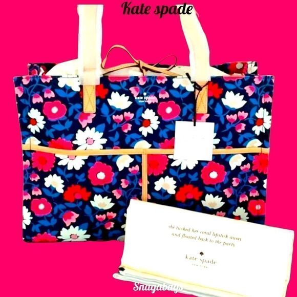 KATE SPADE NWT WASHINGTON SQUARE MEGA SAM TOTE BAG BRIGHT FLORAL PATTERN - Picture 2 of 15